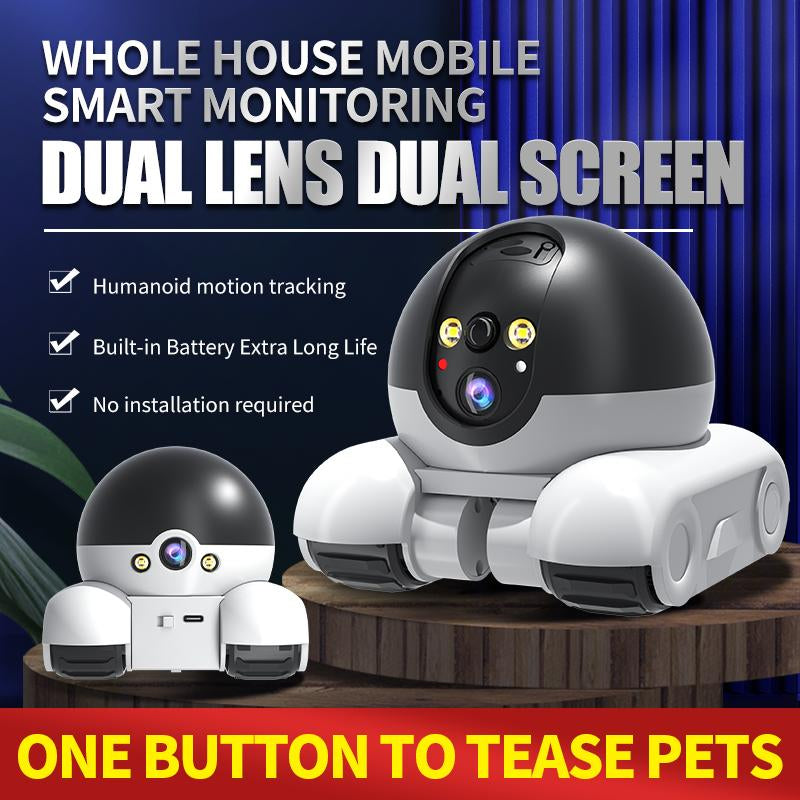 Mini 2K Camera Robot: Moving Pet Camera, up to 30 Days Battery Life, Built-In Call Button, Two-Way Audio，Minirobot